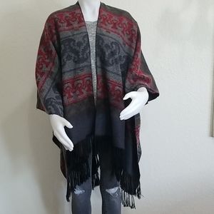 SOLD! IP Women's  Sweater Poncho Cape Coat Open Front